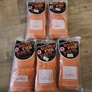 Vtg Red Heart Latch Hook Bulky Rug Yarn Medium Orange 618 NOS 5pkgs of 320pcs
